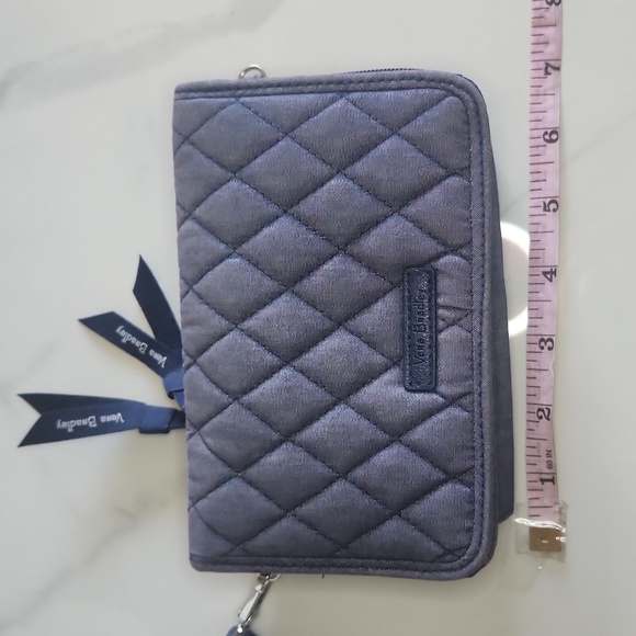 Vera Bradley Blue Denim Quilt Wristlet Crossbody Clutch Bag - Picture 4 of 12